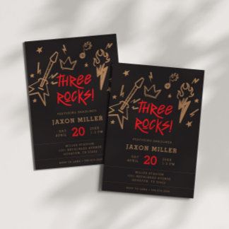Three Rocks Kids' Metal Rock'n'Roll 3. Geburtstag Einladung