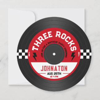 Three Rocks Vinyl Record Rock'n'Roll 3. Geburtstag Einladung