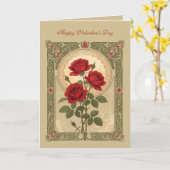 Three Romantic Red Roses Art Nouveau Style Karte (Gelbe Blume)