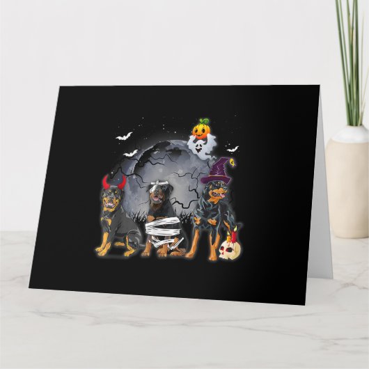 Three Rottweilers Satan Witch Mummy Halloween Cost Karte (Vorderseite)