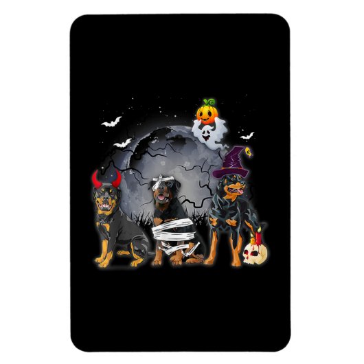 Three Rottweilers Satan Witch Mummy Halloween Cost Magnet (Vertikal)