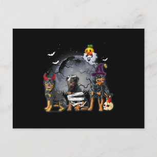 Three Rottweilers Satan Witch Mummy Halloween Cost Postkarte