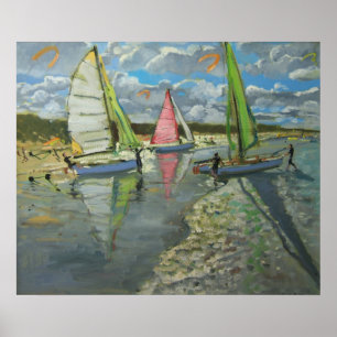 Three Sailboats Bray Dunes Frankreich Poster