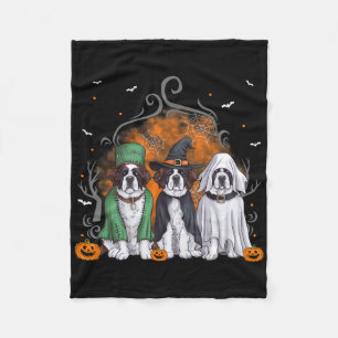 Three Saint Bernard St. Bernard Dog Halloween Ghos Fleecedecke