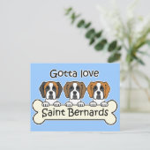 Three Saint Bernards Postkarte (Stehend Vorderseite)