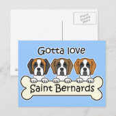 Three Saint Bernards Postkarte (Vorne/Hinten)