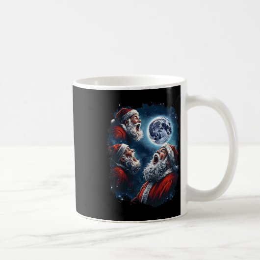 Three Santa Claus Moon Howling Funny Christmas Hol Kaffeetasse (Rechts)