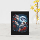 Three Santa Claus Moon Howling Funny Christmas Hol Karte (Gelbe Blume)