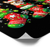Three Santa Elf Corgis Inside Xmas Socks Owner Kid Poster (Ecke)