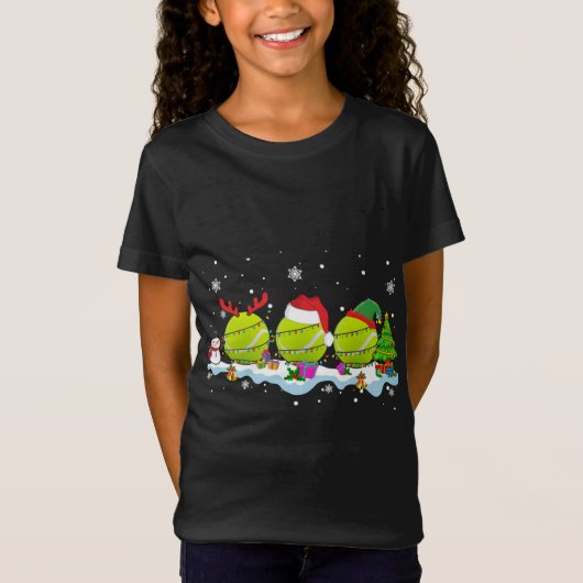 Three Santa ELF Reindeer Tennis Ball Niedlich Chri T-Shirt (Vorderseite)