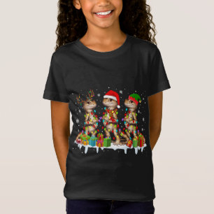 Three Santa Reindeer Elf Bartded Dragon Weihnachte T-Shirt