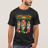 Three Santa Reindeer Elf Pomeranian Dogs In Christ T-Shirt (Vorderseite)