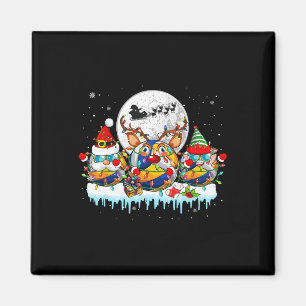 Three Santa Reindeer Volleyball Sungles Xmas Playa Magnet
