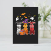 Three Schnauzer Hexenhut Niedliche Halloween-Gesch RSVP Karte (Stehend Vorderseite)