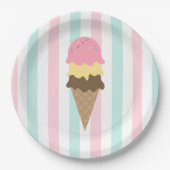 Three Scoop Waffle Cone Baby Shower Pappteller (Vorderseite)