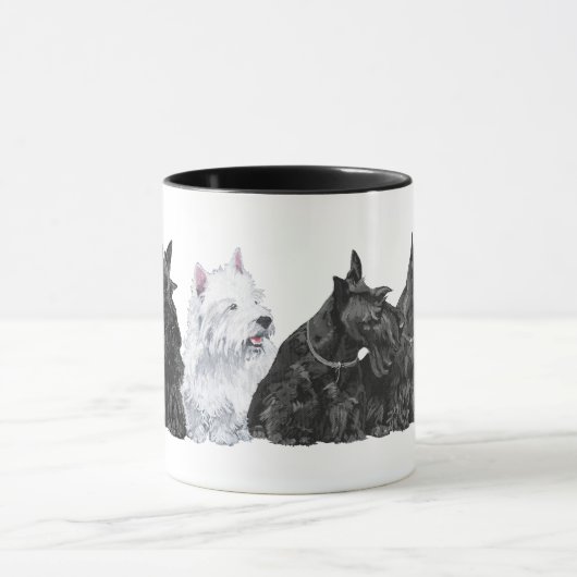 Three Scotties & a Westie Tasse (Zentrum)