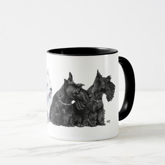 Three Scotties & a Westie Tasse (VorderseiteRechts)