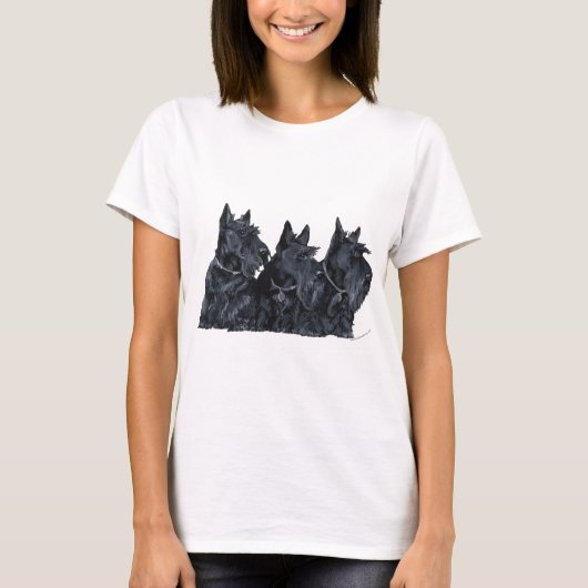 Three Scottish Terriers T-Shirt (Vorderseite)