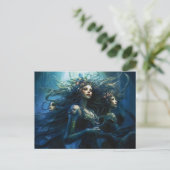 Three Sea Nymphs in Mirror Fantasy Painting Postkarte (Stehend Vorderseite)