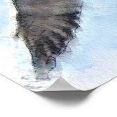 Three Seagulls Wassercolor Poster (Ecke)