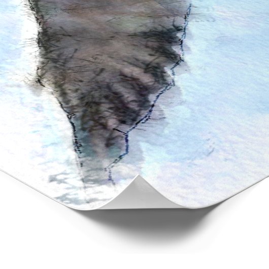 Three Seagulls Wassercolor Poster (Ecke)