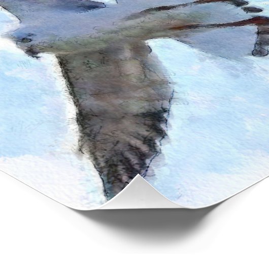 Three Seagulls Wassercolor Poster (Ecke)