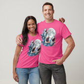 Three Sharks Moon Funny Shark Howling Wolfs Moon P T-Shirt (Unisex)