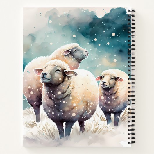 Three Sheep in Winter Wonderland - Maßgeschneidert Notizblock (Rückseite)