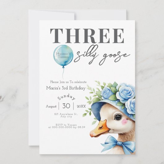 Three Silly Goose Boy 3rd Birthday  Invitation Einladung (Vorderseite)