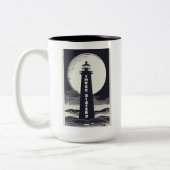 Three Sisters Lighthouse Massachusetts Moon Zweifarbige Tasse (Links)
