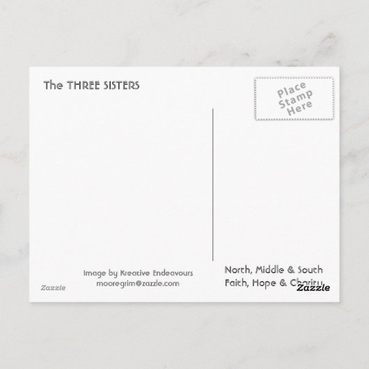 Three Sisters Postkarte (Rückseite)