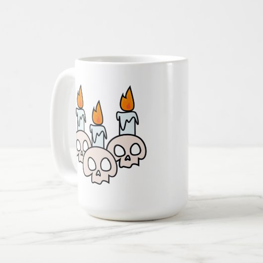 Three Skulls with Burning Candles Kaffeetasse (Vorderseite Links)