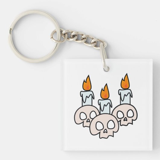 Three Skulls with Burning Candles Schlüsselanhänger (Vorderseite)