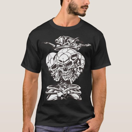 Three Skulls with Crown T-Shirt (Vorderseite)