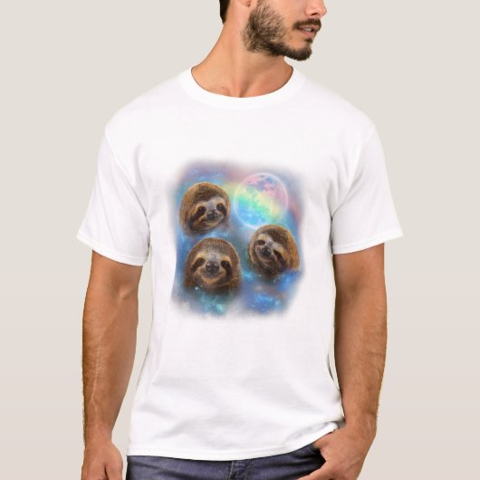 Three Sloth and Rainbow T-Shirt (Vorderseite)