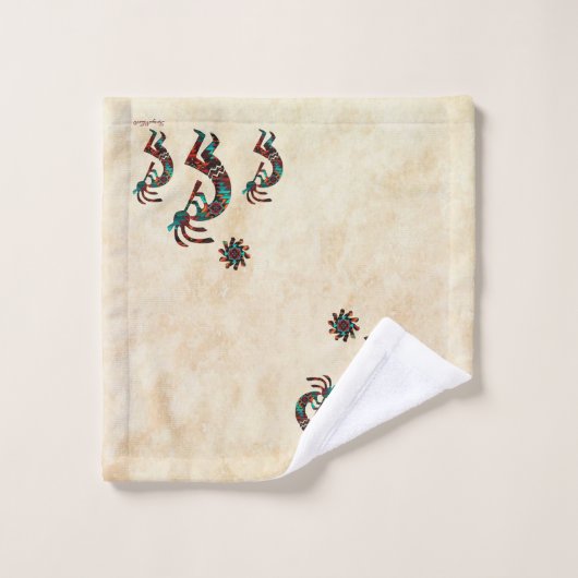 Three Southwest Kokopelli Badetuch Set (Waschlappen)