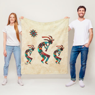 Three Southwest Kokopelli Fleece Blanket