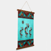 Three Southwest Kokopelli Hanging Tapestes Wandteppich Mit Holzrahmen (Gewinkelt)