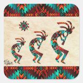 Three Southwest Kokopelli Square Sticker (Vorderseite)