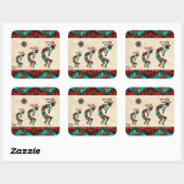 Three Southwest Kokopelli Square Sticker (Blatt)