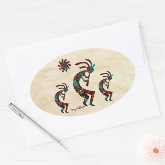 Three Southwest Kokopelli Square Sticker (Umschlag)
