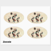 Three Southwest Kokopelli Square Sticker (Blatt)