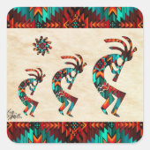 Three Southwest Kokopelli Square Sticker (Vorderseite)