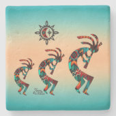 Three Southwest Kokopelli Stone Untersetzer (Vorderseite)