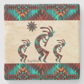 Three Southwest Kokopelli Stone Untersetzer (Vorderseite)