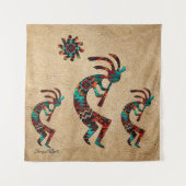 Three Southwest Kokopelli Tapesti Wandteppich (Vorderseite)