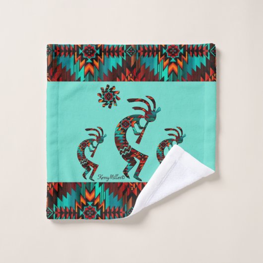 Three Southwest KokopelliTowel Badhandtuch Set (Waschlappen)