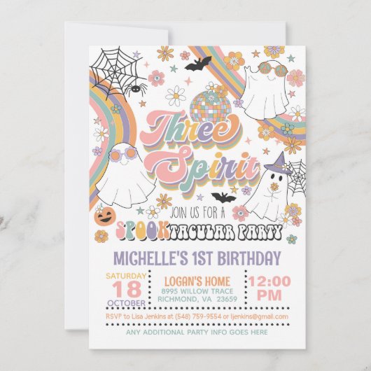 Three Spirit 3. Geburtstagseinladung - Mädchen Einladung (Vorderseite)
