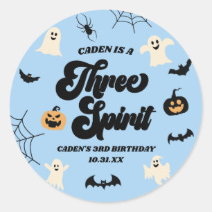 Three Spirit Blue Halloween 3. Geburtstags-Party Runder Aufkleber