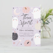 Three Spirit Boho Halloween Ghost 3. Geburtstag Einladung (Stehend Vorderseite)